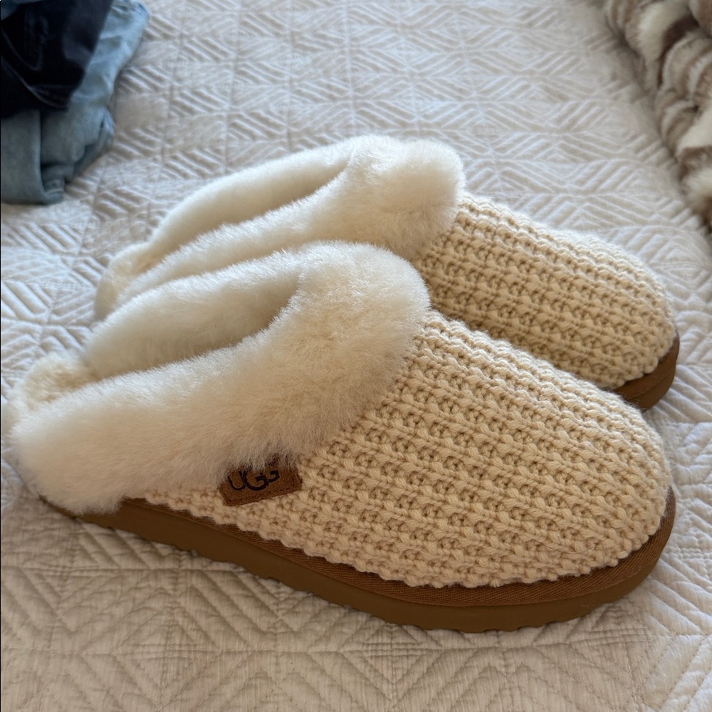 UGG Sweater Knit Clog Slippers White